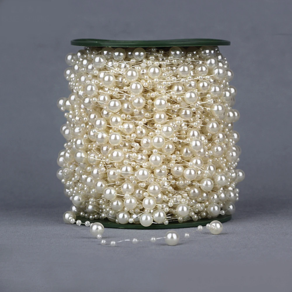 

5 Meters White Fishing Line Artificial Pearls Beads for DIY Garland Flowers Wedding Decoration Supplies Bride Flowers Accessory