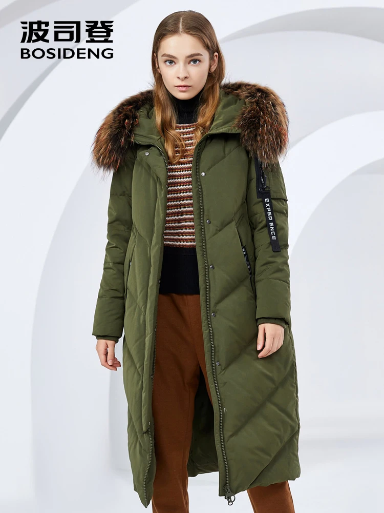 Женский зимний пуховик BOSIDENG с большим воротником из натурального меха женский