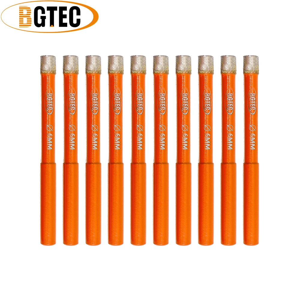 

BGTEC 10pcs/set 6mm Round Shank Diamond Welded Drill Core Bits Marble Granite Stone Tile Metal Wet Drilling Tools Hole Saw Bits