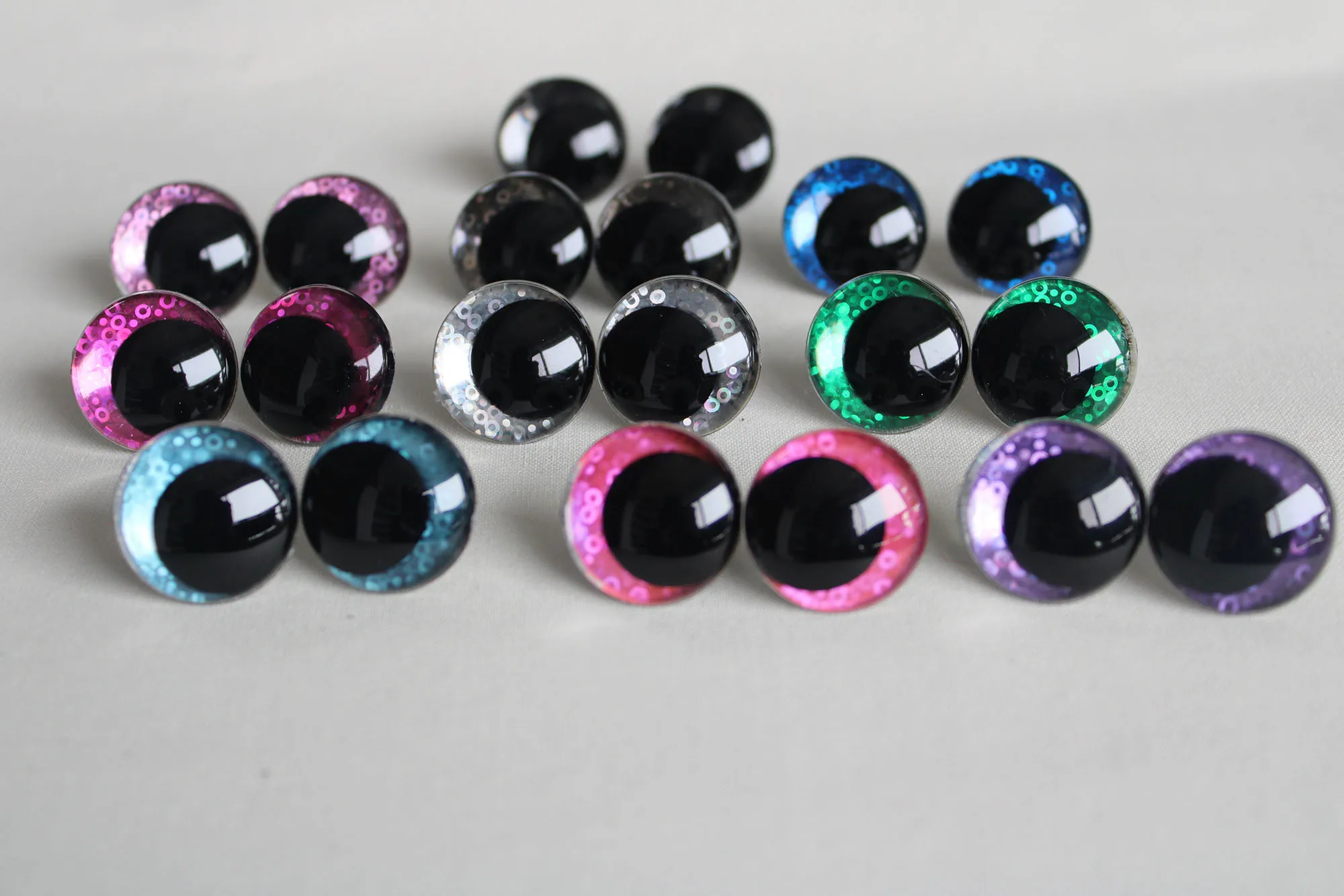 10pcs 14mm 16mm 18mm 23mm 28mm Cartoon Round glitter toy eyes funnny doll With handpress washer FOR PLUSH CRAFT---Q10 - купить по