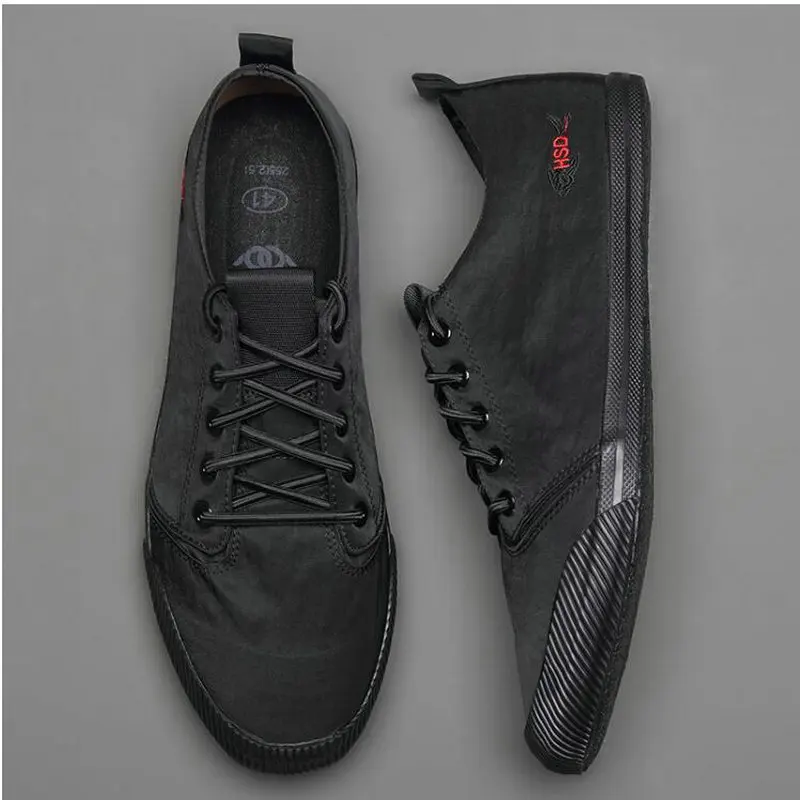 Мужские классические парусиновые туфли Нескользящие на шнуровке плоская