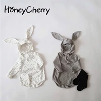 honeycherry new baby bodysuit baby spring clothes rabbit triangle climbing pure cotton one piece bag fart hat set