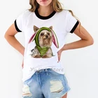 Женская футболка с принтом милого щенка йоркширов, футболка, Женская Футболка harajuku kawaii, летняя одежда, топ с принтом собаки, футболка для влюбленных, уличная одежда