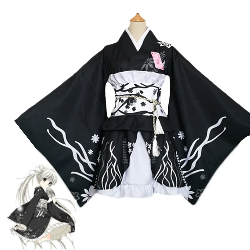 

Yosuga No Sora Kasugano Sora Summer Anime Cosplay Costumes Lolita Kimono Yukata Cartoon Maid Dress Meidofuku Uniform Outfit