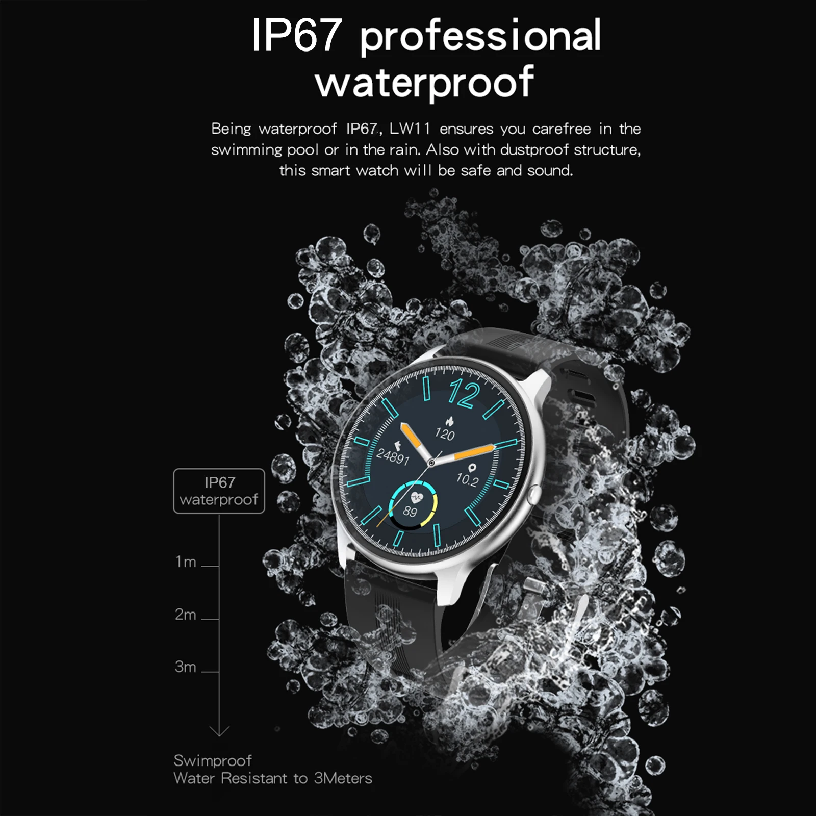 

LW11 Men Smart Watch Heart Rate Monitor IP67 Waterproof Fitness Tracker Women Wristwatch Custom Watch Face Play Music Smartwatch