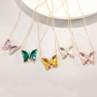 peixin kpop simple shiny glass crystal butterfly necklace female ins wind clavicle chain 2020 new neck chain party sweet gift
