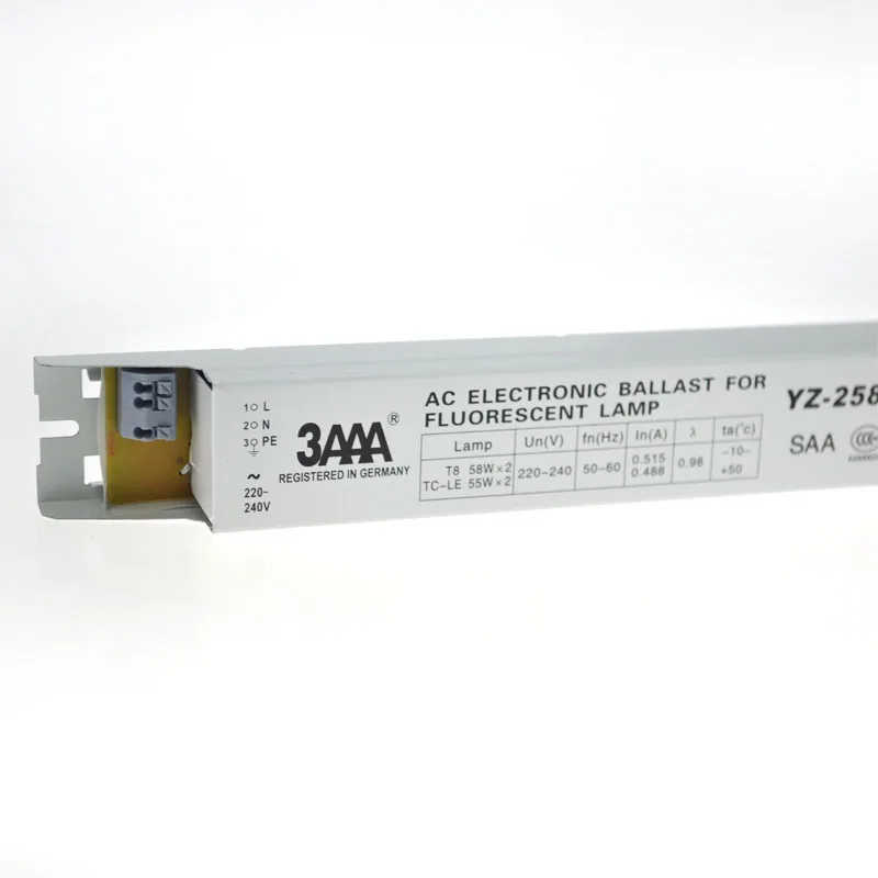 3AAA YZ-158EAA YZ-258EAA T8/TC-L 220V 2*58W 2*55W T8 Electronic Ballast For Fluorescent Lamp Advertising Light Box Rectifier