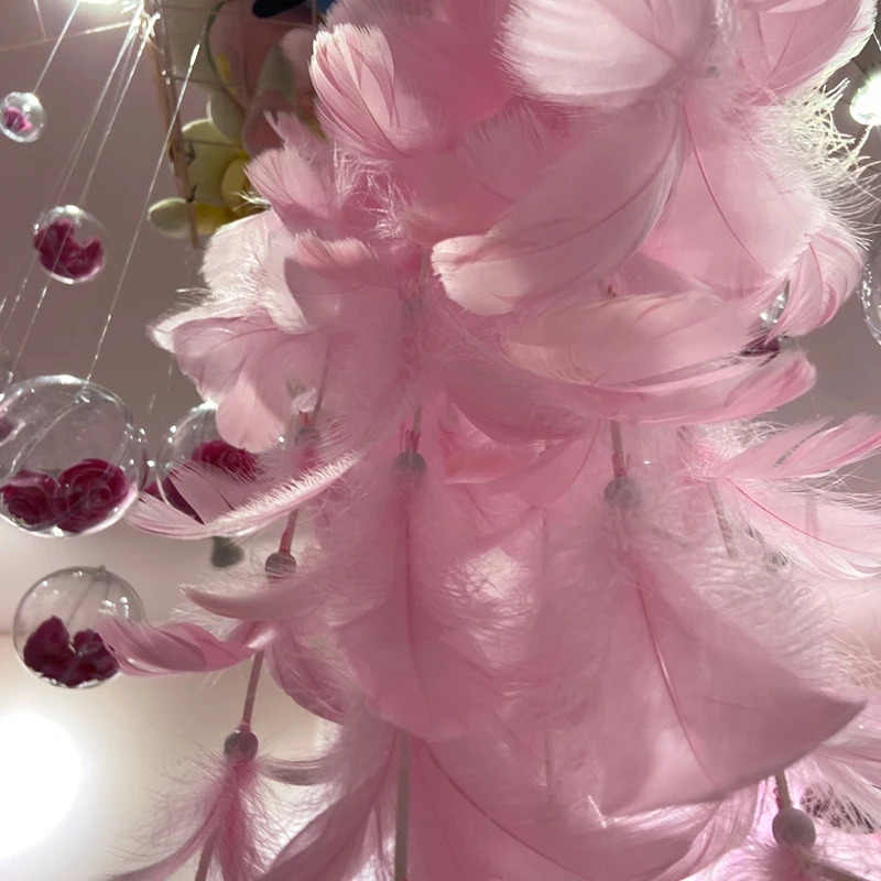 

Dreamcatcher Cute Kawaii Kids Bed Room Decor Pink Christmas Decorations Accessories for Home Fun Handmade Craft Gift Wind Chimes