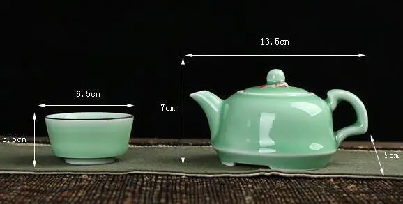 

Chinese Porcelain Tea Set Painting Goldfish Fish Ceramic Tea Pot Tea Cups Kung Fu Tea Sets Green Colour 7pcs Set