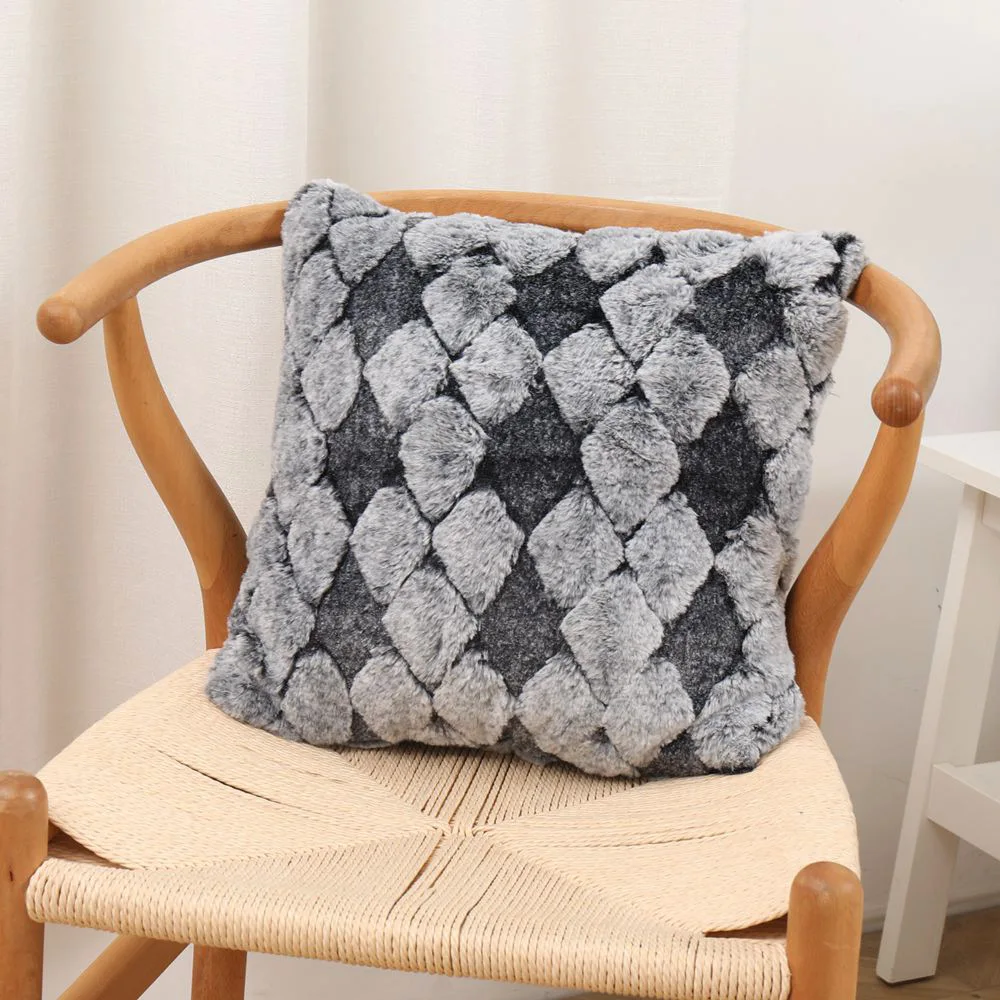 

45X45cm Wool Cushion Cover Diamond Lattice Plush Living Room Sofa Pillowcase Office Pillow Case Car Pillow Cover AT170