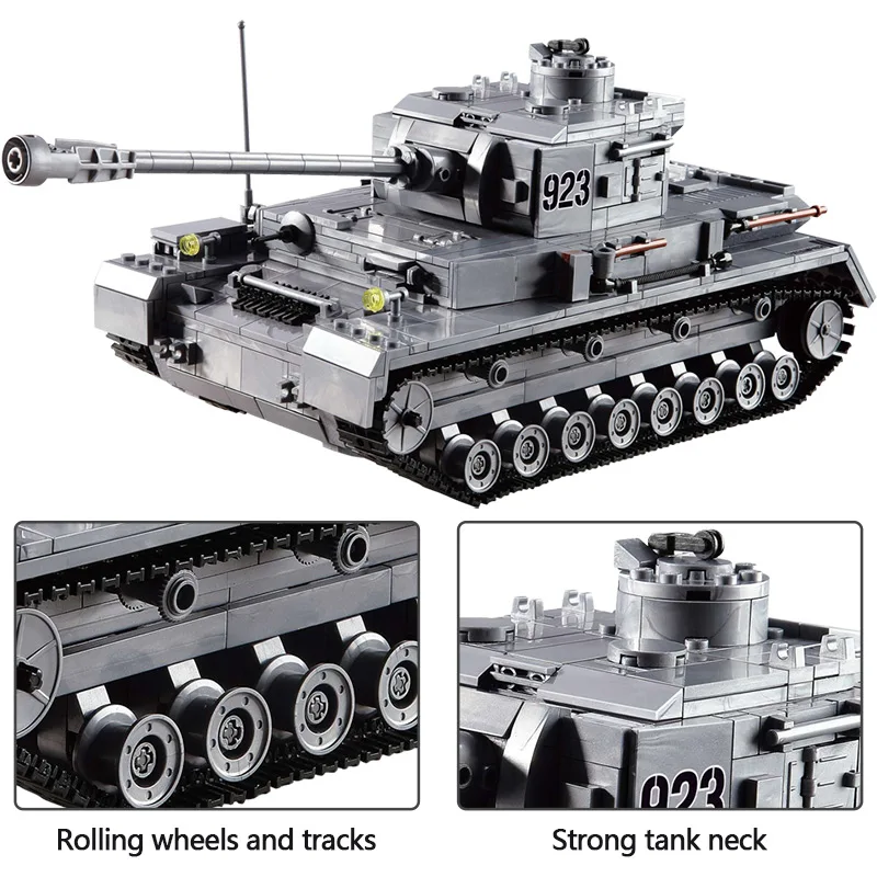 

1193PCS Military Germany 923 Tank Model Building Blocks Army Ww2 Soldiers Figures Sets Toys for Boys High-tech