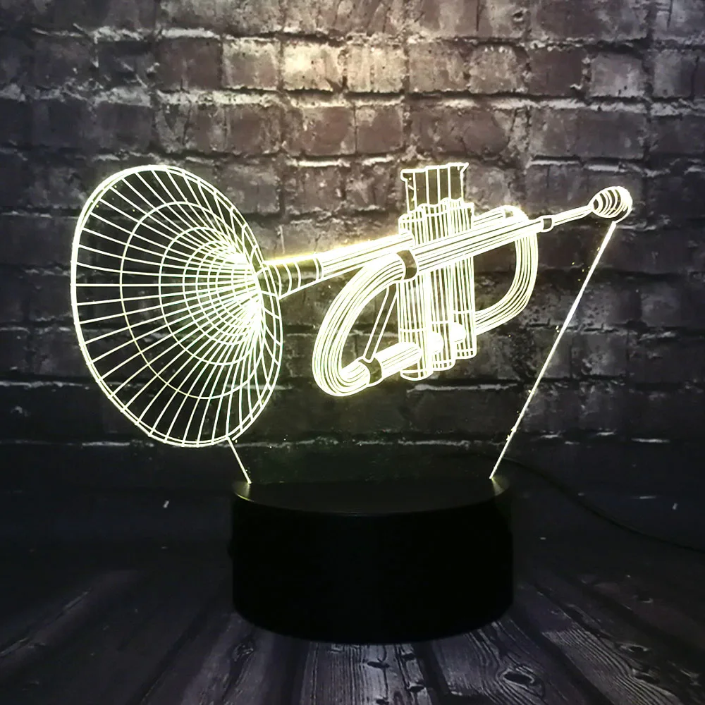 Инструмент Рог 3D светодиодные ночные светильники люминария Иллюзия многоцветный градиентная лампа визуальный Lampara ребенок Рождественский фестиваль подарок