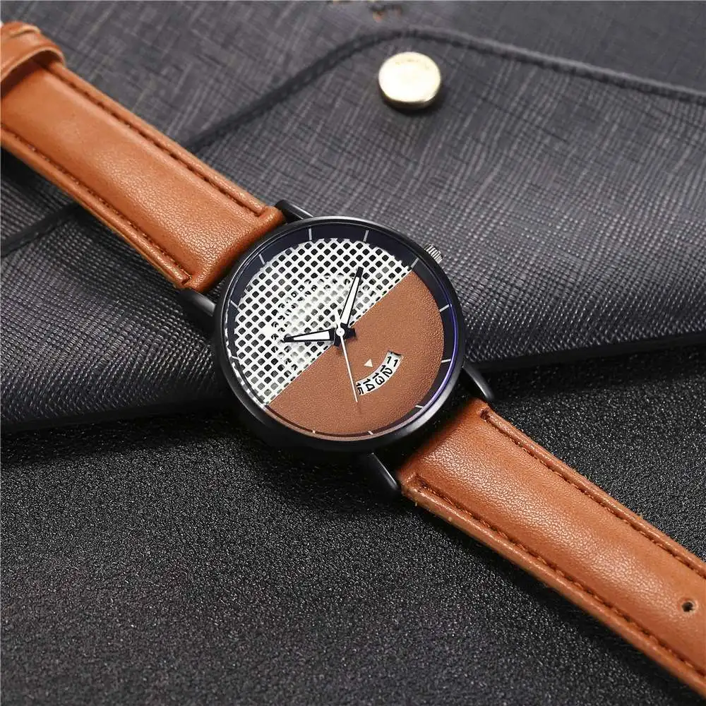 

Men's Fashion Mesh Dial Creative Calendar Men Watch Quartz Wristwatches Student Male Relogio Masculino Montre Homme