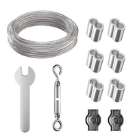 13m 304 stainless steel wire rope trellis flexible cable soft pvc coated 2mm turnbuckle hook eyelet aluminium sleeve rope clip