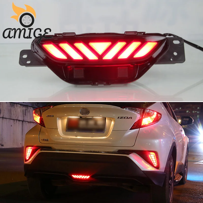 

AMIGE Автомобильные светодиодные задние фонари для Toyota C-HR CHR 2016 2017 2018 2019 задние противотуманные фары тормозной отражатель сигнал задний фонар...