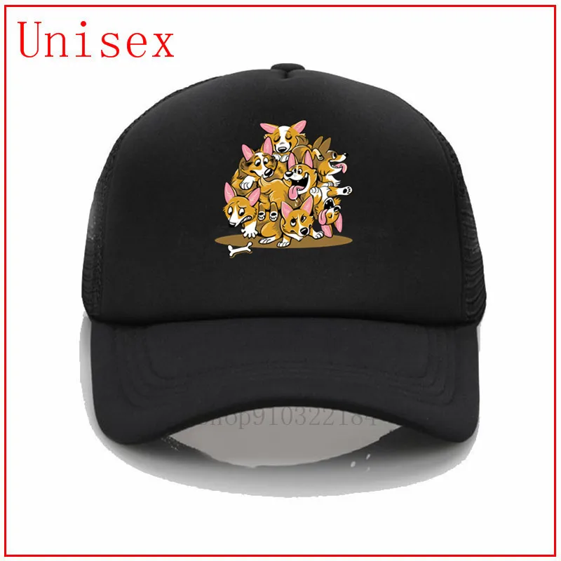 

funny Cartoon Corgi Dog women caps criss hats for women baseball hat hip hop hats for men cap fashion style ponytail hat