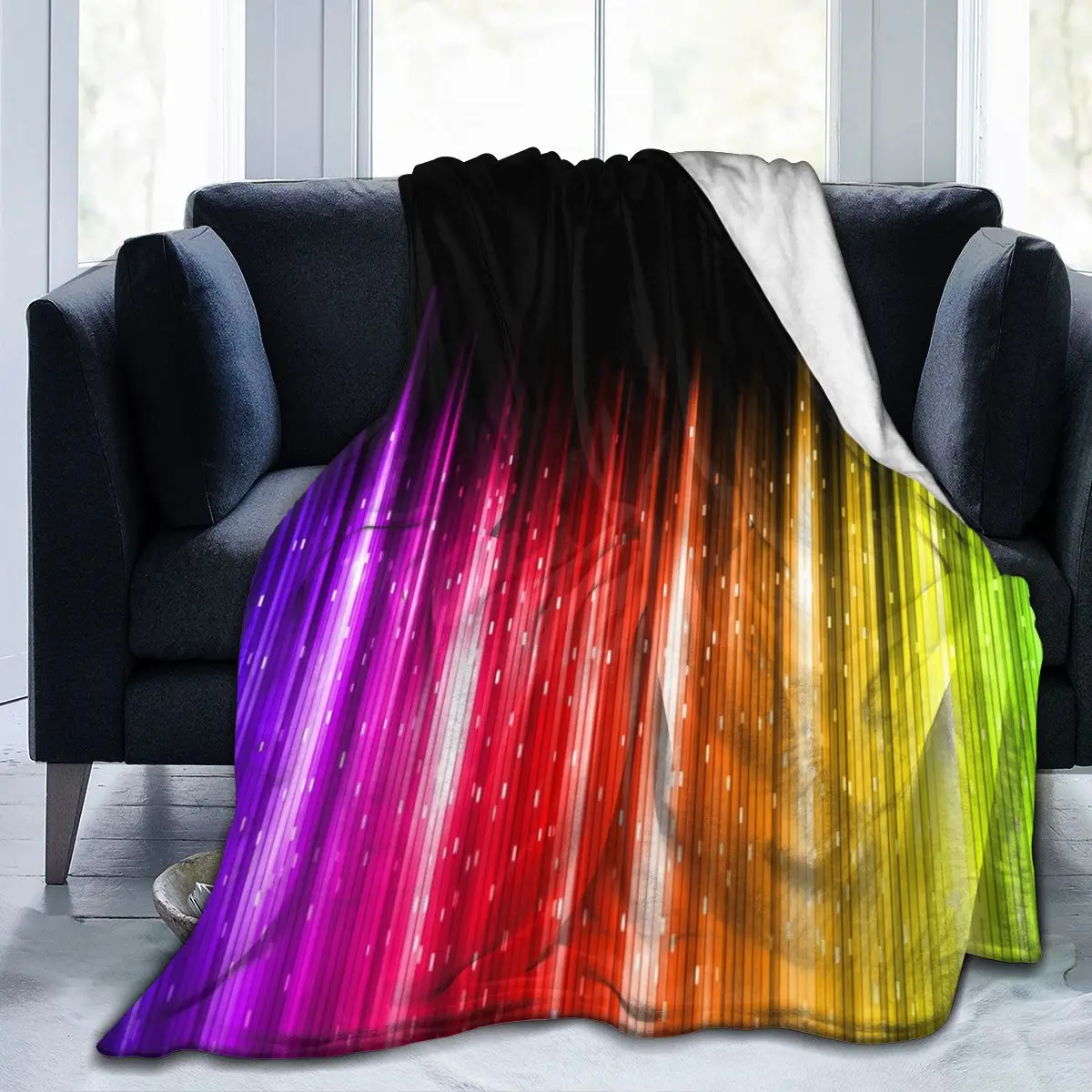 

Одеяло для кровати Rainbow Tie-dye, мягкое плюшевое покрывало с рисунком волка, галактики, лисы, черное льняное покрывало для дивана