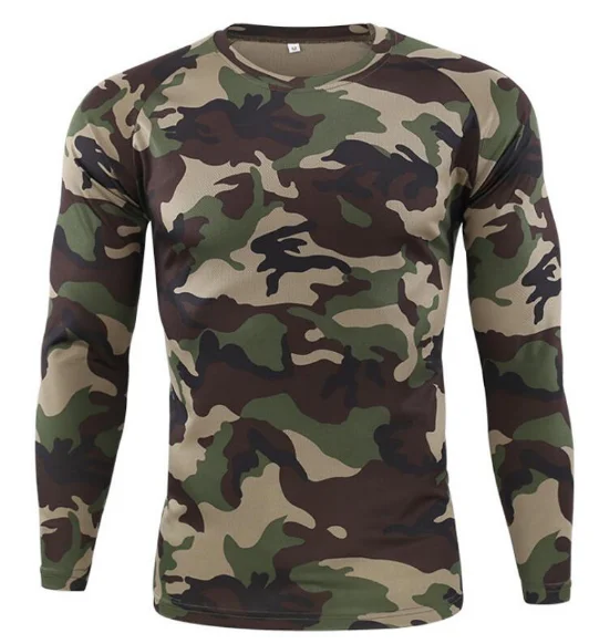 

Quick Drying Long Sleeve T-shirt Men Autumn Outdoor Bike Running Fitness Mountaineering Bicycle Round Neck Camouflage T Shirts