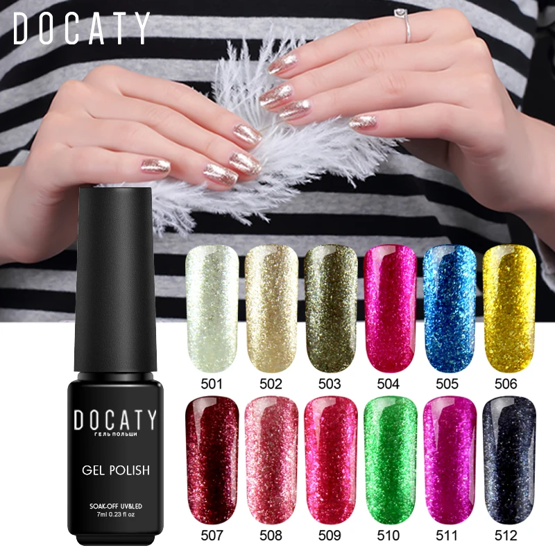 Docaty гель Лаки блестки Платиновый УФ Гибридный лак! Полупостоянная эмалированный
