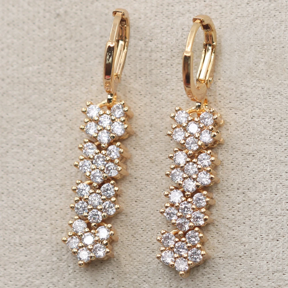 Модные золотые медные висячие серьги в форме цветка для женщин позолоченные