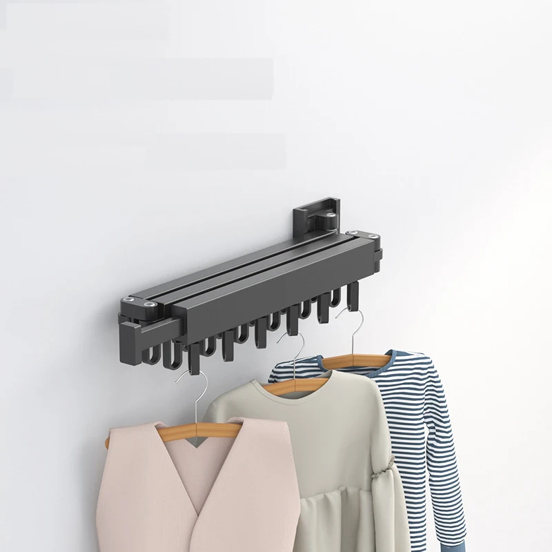 Colgador de ropa plegable de montaje en pared, tendedero de tela retr&aacute;ctil para interiores y exteriores, ahorro de espacio, tendedero de lavander&iacute;a de aluminio para el hogar-3