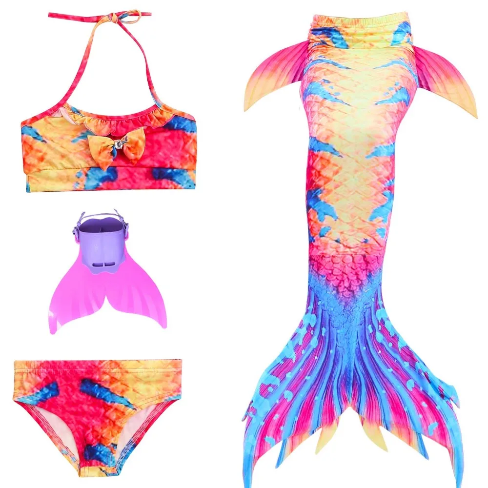 4 шт./компл. недорогой Сказочный Детский костюм Русалочки для девочек купальные