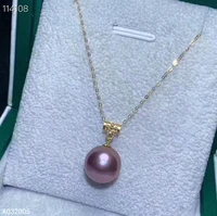 kjjeaxcmy fine jewelry 18k gold inlaid natural purple pearl female pendant necklace chain luxury support detection