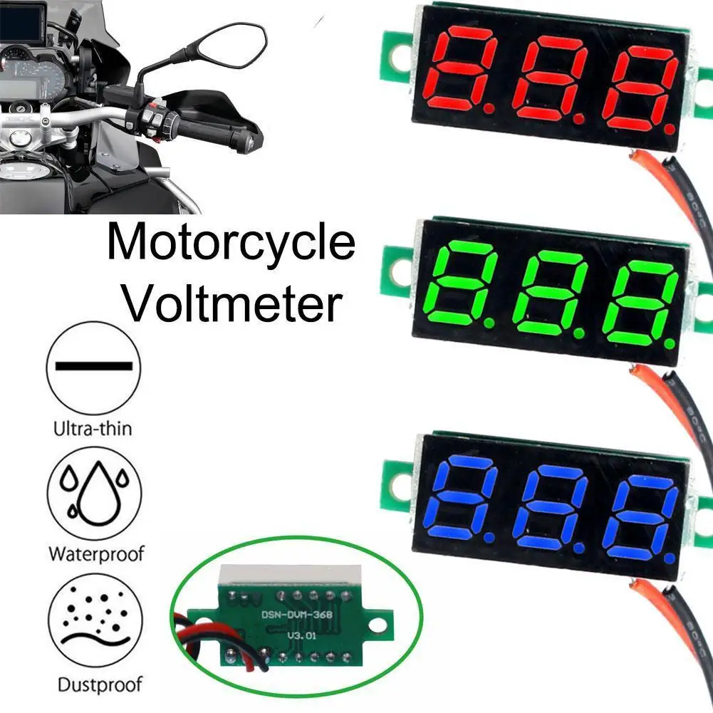 

Mini Two Wires 0.36inch DC4.5V-30V Digital Voltmeter Red Blue Green LED Display Voltage Meter With Reversal Protection