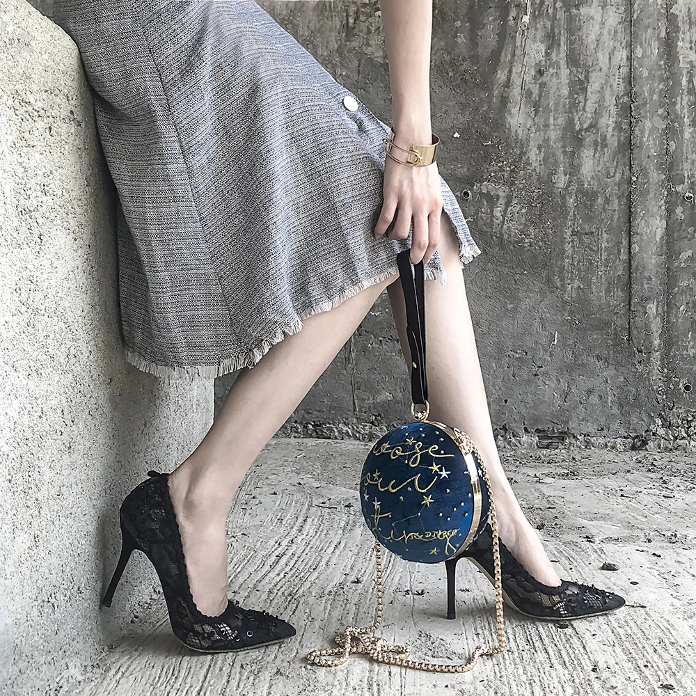 Женские кружевные туфли-лодочки вечерние туфли на высоком каблуке с острым