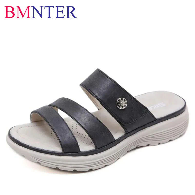 

BMNTER Women sandals 2020 fashion Simple Summer shoes woman slipper beach sandals hook&loop casual basic sandals women shoes hy7