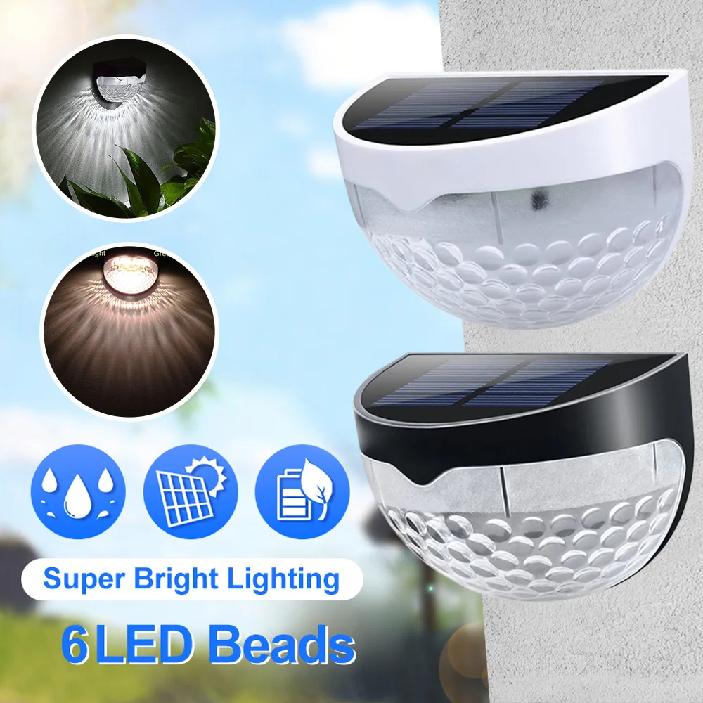 

Solar Fence Light 6LED Semi-round Table Ladder Light Outdoor Waterproof Courtyard Garden Landscape Light Wall Light