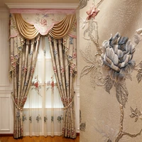 europe top luxury 3d embossed jacquard curtains for living room windows high quality villa curtains for bedroom hotel kitchen
