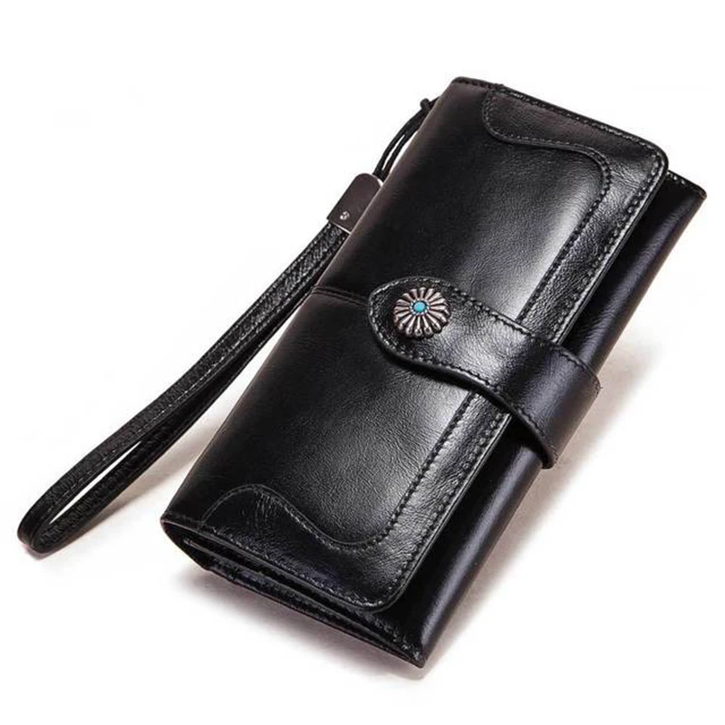 

Женский модный кошелек из натуральной кожи, длинный клатч на застежке, кошельки, Женский дизайнерский вместительный кошелек для телефона, кошелек для мелочи и карт