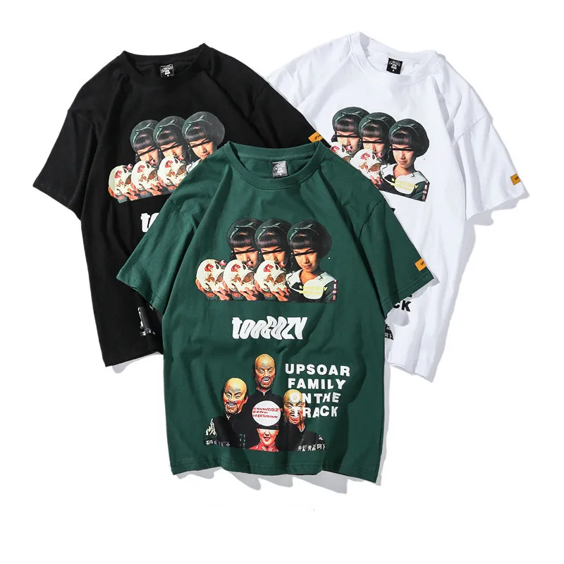 

Japanese street hip hop couple short-sleeved Harajuku bf style original street fashion T-shirt men and women loose Tee