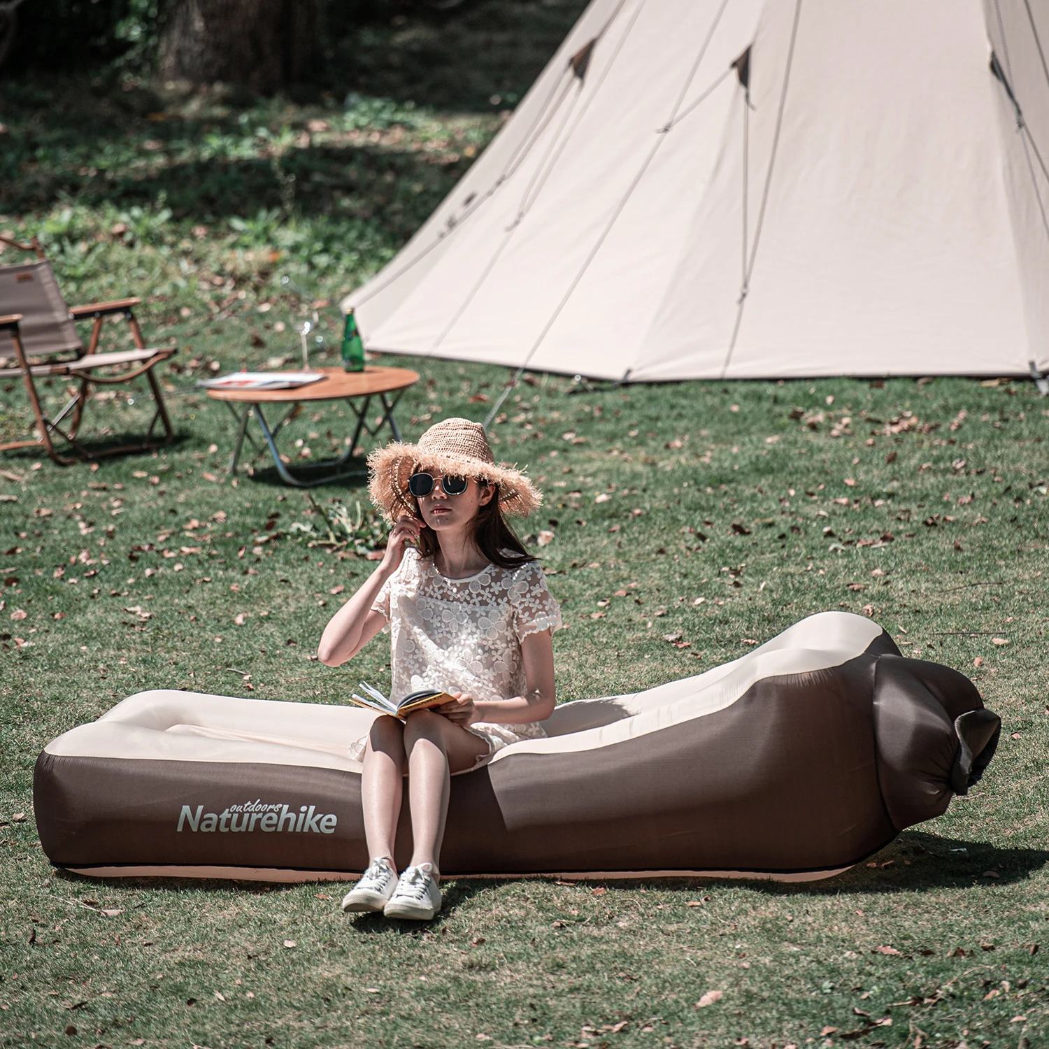 

Naturehike Double-Layer Adult Beach Recliner Fast Folding Camping Sleeping Bag Waterproof Inflatable Sofa Air bed NH20FCD05