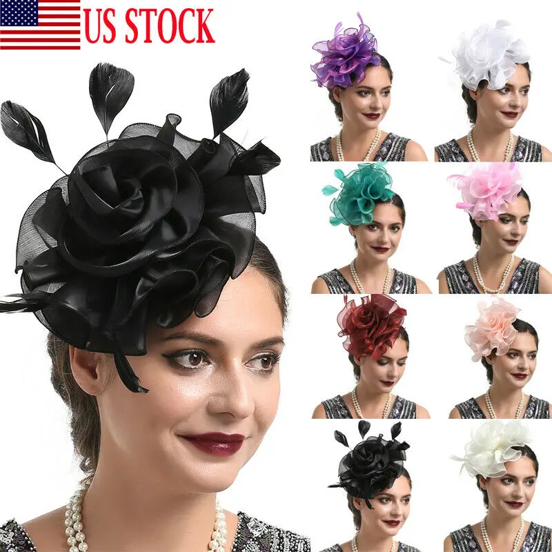 1 шт. Женская Очаровательная заколка для волос из органзы с цветком перьев