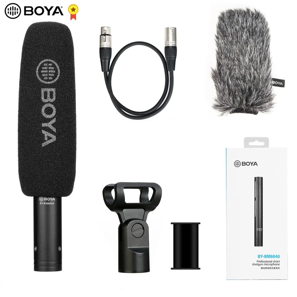 

BOYA BY-BM6040 Cardioid Shotgun Microphone Alloy Aluminum Body 60cm XLR Cable for Broadcast TV Location Shooting Documentaries