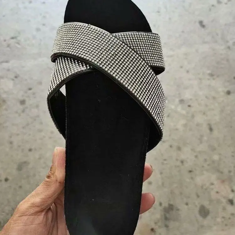 

Shoes Woman's Slippers Slides Low 2021 Rome Basic Hoof Heels Rubber Fabric PU Shoes Woman 2021 Female Slippers Low New Rome PU B