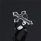 Женское Винтажное кольцо с большим крестом, регулируемое металлическое кольцо в готическом стиле