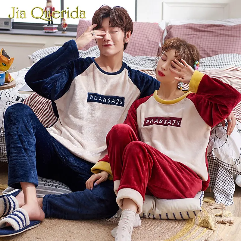 Зимняя новинка теплый мягкий фланелевый пижамный комплект для пары длинные