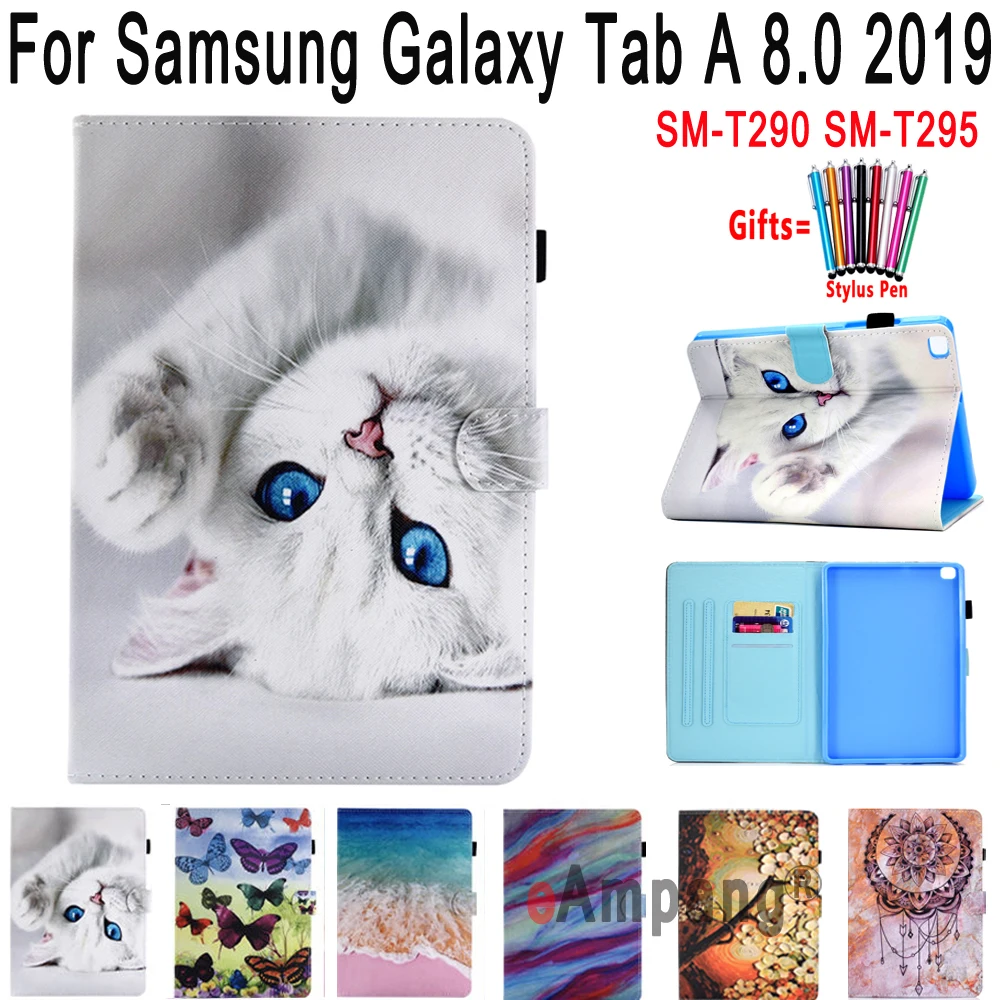 Чехол с милым котом для Samsung Galaxy Tab A 8 0 2019 дюйма искусственная кожа окрашенный