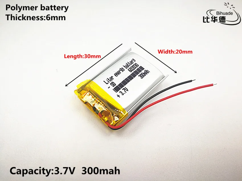 602030 300 мАч 3,7 в литий-ионный полимерный аккумулятор качество товаров CE FCC ROHS Сертификация