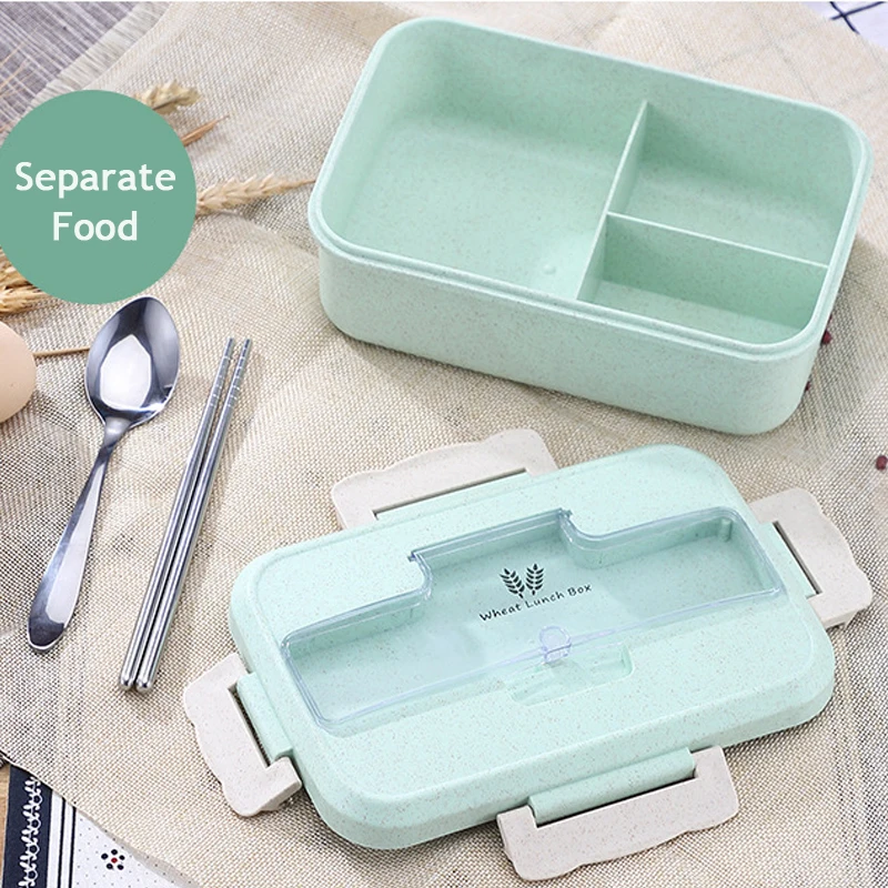 Пшеничная солома Bento Box для взрослых Детский пищевой контейнер Ланч-бокс термо-бокс герметичный Lancheira отсек для духовки переносной