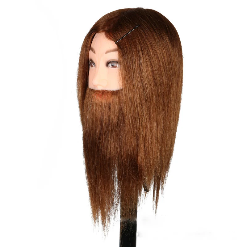 Missqueen 100% настоящие человеческие волосы мужской манекен голова с бородой для