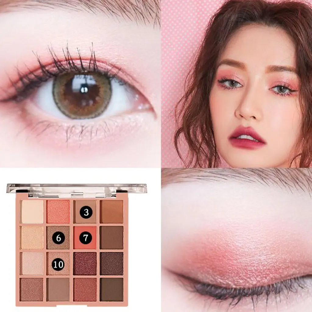 Eyeshadow Palette Earth Color 16 Eye Cosmetic Waterproof Make up Board Easy to Blend Shadow Powder Glitter Highlighter |