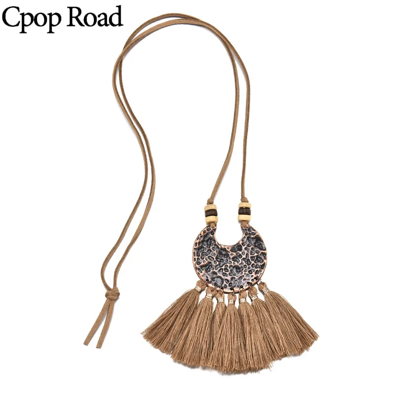 Винтажное ожерелье в стиле бохо с кисточками креативное подвеской виде Луны и