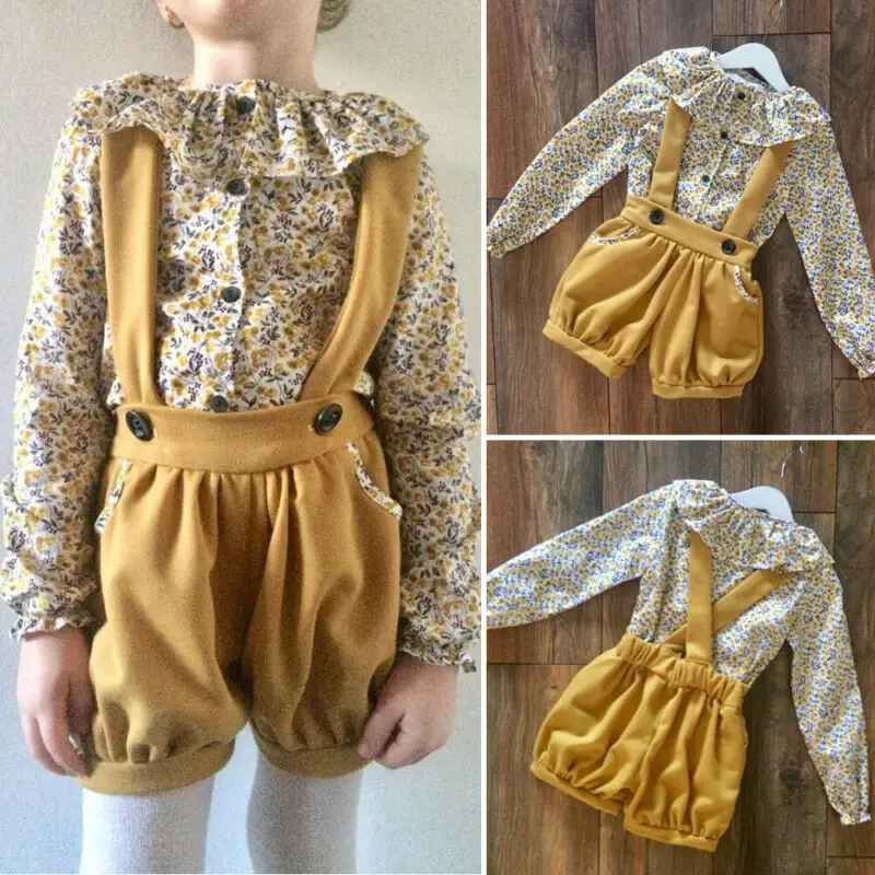 Модная одежда для маленьких девочек топы с цветочным принтом хлопковый