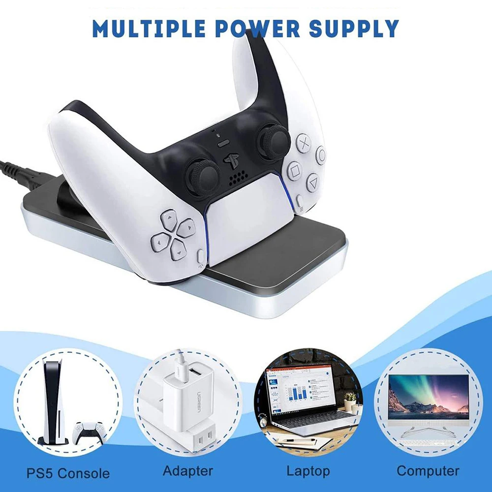 

2021Suitable for PS5 wireless controller dual-seater charger TYPE-C Charger Wireless Handle Locomotive Charger New Hot Sale