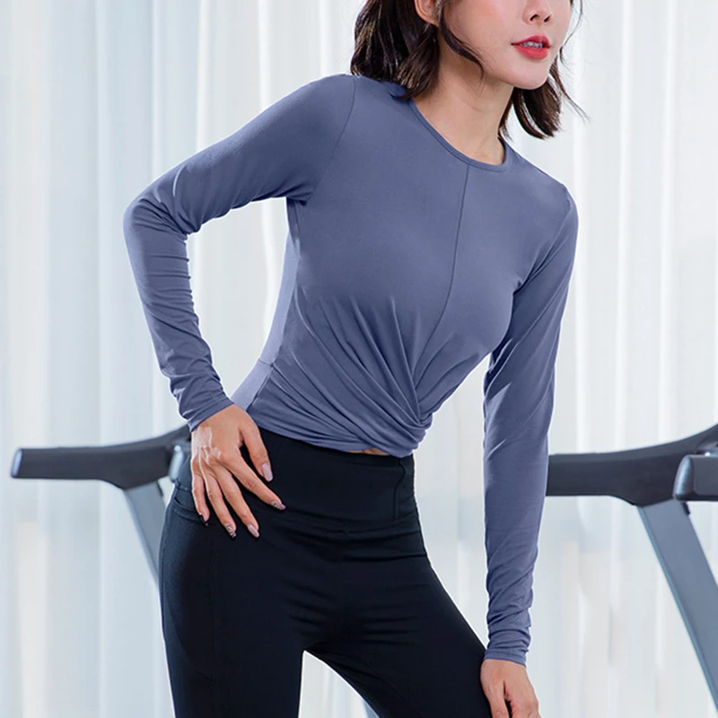 

Yoga Top Long Sleeve Women's T-Shirt Sexy Top Autumn And Winter Running Sports Tights New Elastic Breathable Fitness Clothes Gym
