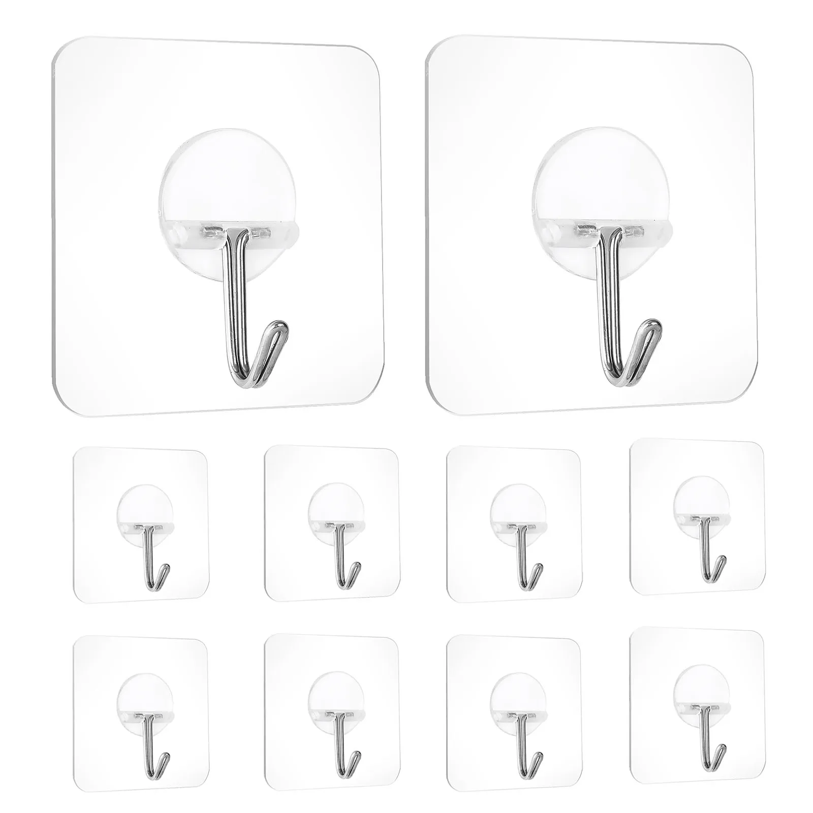 Прозрачные нержавеющие крючки для кухни с клеевым основанием для подвешивания водонепроницаемых переносных ванн полотенец.